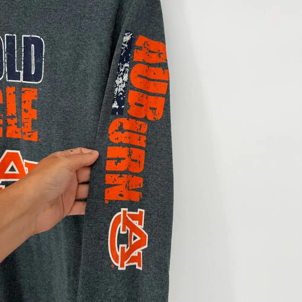 Vintage Auburn Tigers War Eagle Long Sleeve Size XL T-Shirt Gray/Orange Graphics